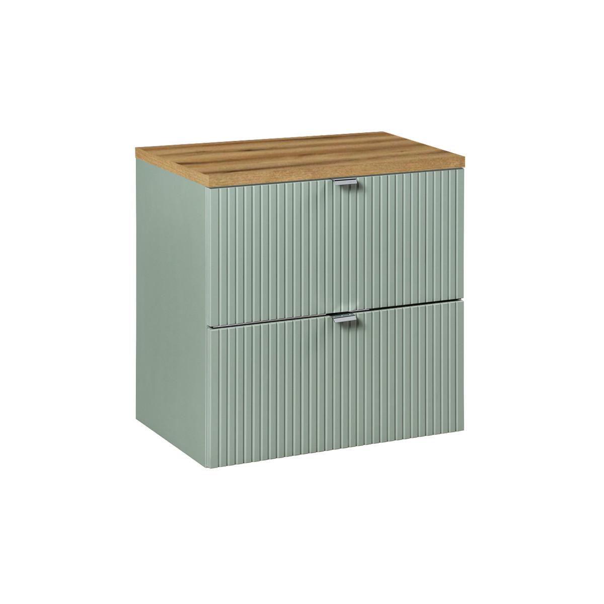 WASCHTISCHUNTERSCHRANK 60.4cm Jade Grün und Holz - Grün, Holzwerkstoff (60.4/59/40cm) - Petits-meubles