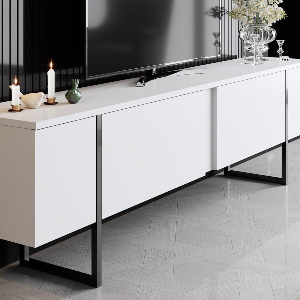 TV-MÖBEL luxe weiss - Weiß, Holzwerkstoff (180/50/30cm) - Calicosy
