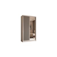 KLEIDERSCHRANK mit Spiegel-Schiebetüren und Aluminium-Leisten - LAMELO - 120 cm Weiß+Weiß+Schwarz - Schwarz/Weiß, Holzwerkstoff (120/216/61cm) - ALTDECOR