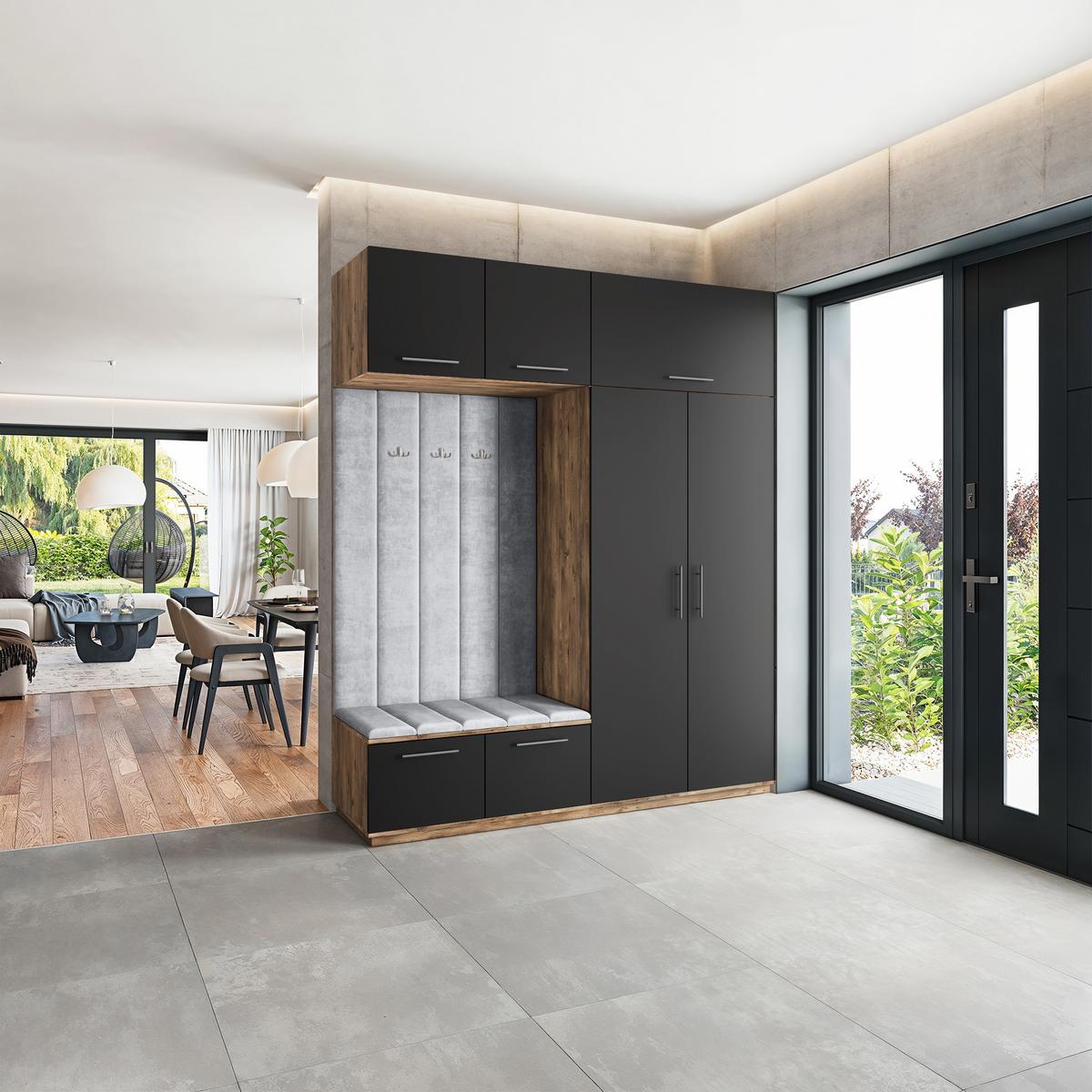 GARDEROBENSCHRANK REMA 200/240/60 cm Modern Eichefarben - Eichefarben/Hellgrau, Holzwerkstoff (200/240/60cm) - MASSENO