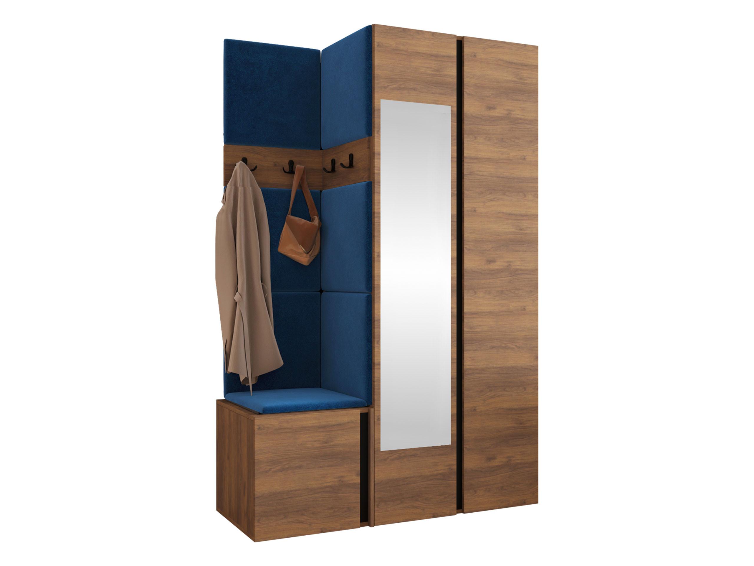 GARDEROBEN-SET Orion XXVI - Blau/Nussbaumfarben, Holzwerkstoff/Kunststoff (116/186/46cm) - MIRJAN24