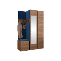 GARDEROBEN-SET Orion XXVI - Blau/Nussbaumfarben, Holzwerkstoff/Kunststoff (116/186/46cm) - MIRJAN24