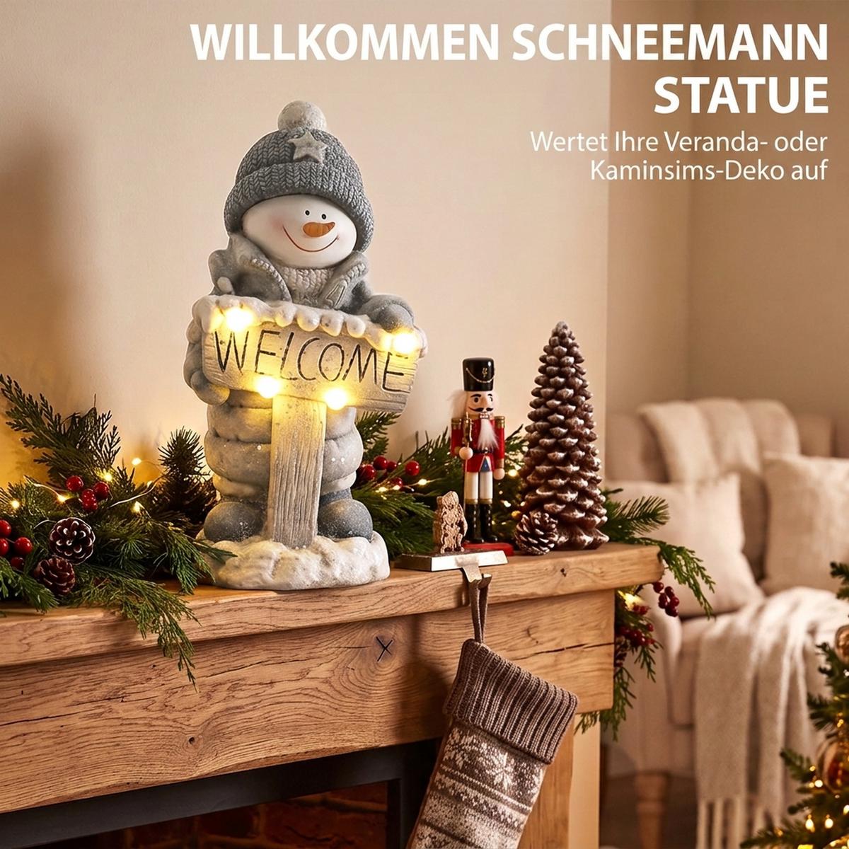 SCHNEEMANN-STATUE Magnesiumoxid Grau - Grau, Stein (20/46/23cm) - HOMCOM