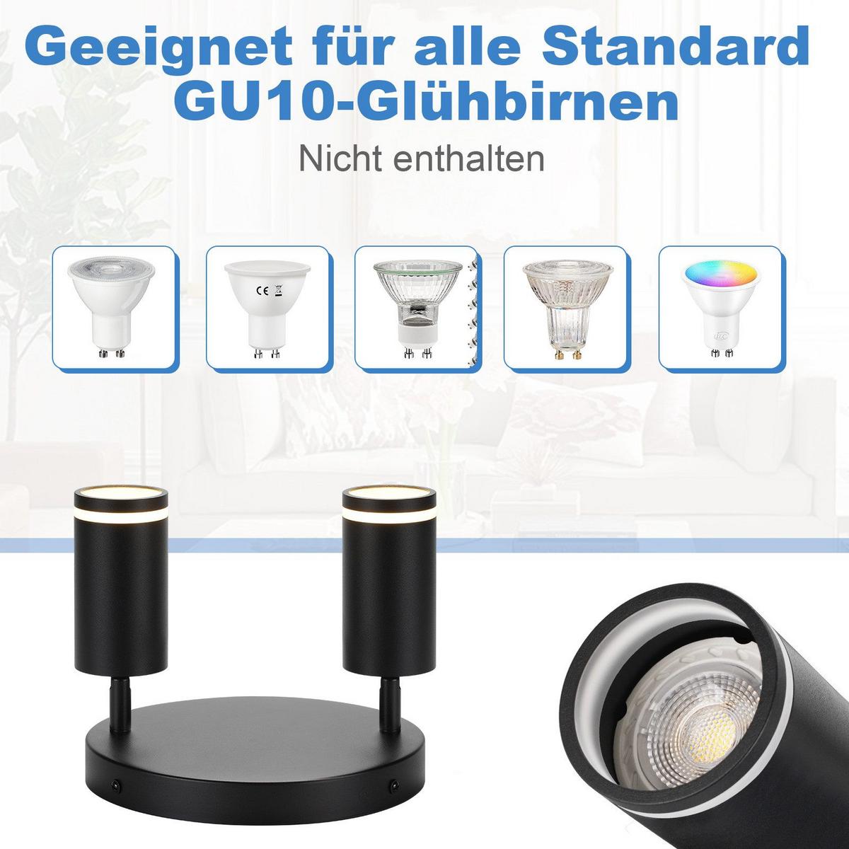 DECKENSTRAHLER Heilbronn 2-flammig 20/20/17 cm - Schwarz, Metall (20/20/17cm) - Nettlife