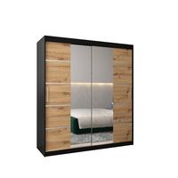 SCHWEBETÜRENSCHRANK 200/180/62 2-türig - Silberfarben/Schwarz, Holz/Kunststoff (180/200/62cm) - MÖBEL KRYSPOL