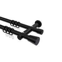 GARDINENSTANGE Platon Sitra 320 cm (geteilt in 2 x 160 cm), 2-läufig, 20 mm Ø Schwarz - Schwarz, Metall (320cm) - INTERDECO