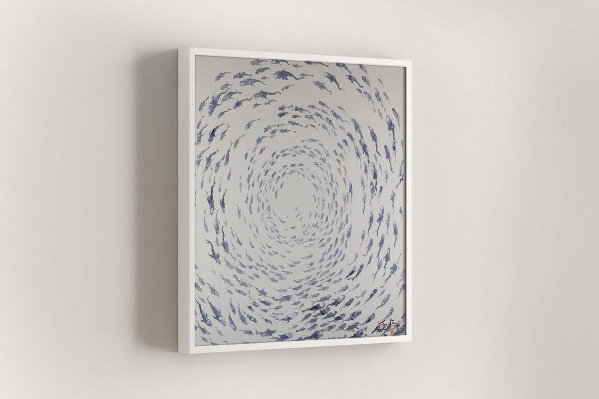 ÖLGEMÄLDE 80/80 cm - Weiß/Grau, Holz/Textil (80/80cm) - KUNSTLOFT