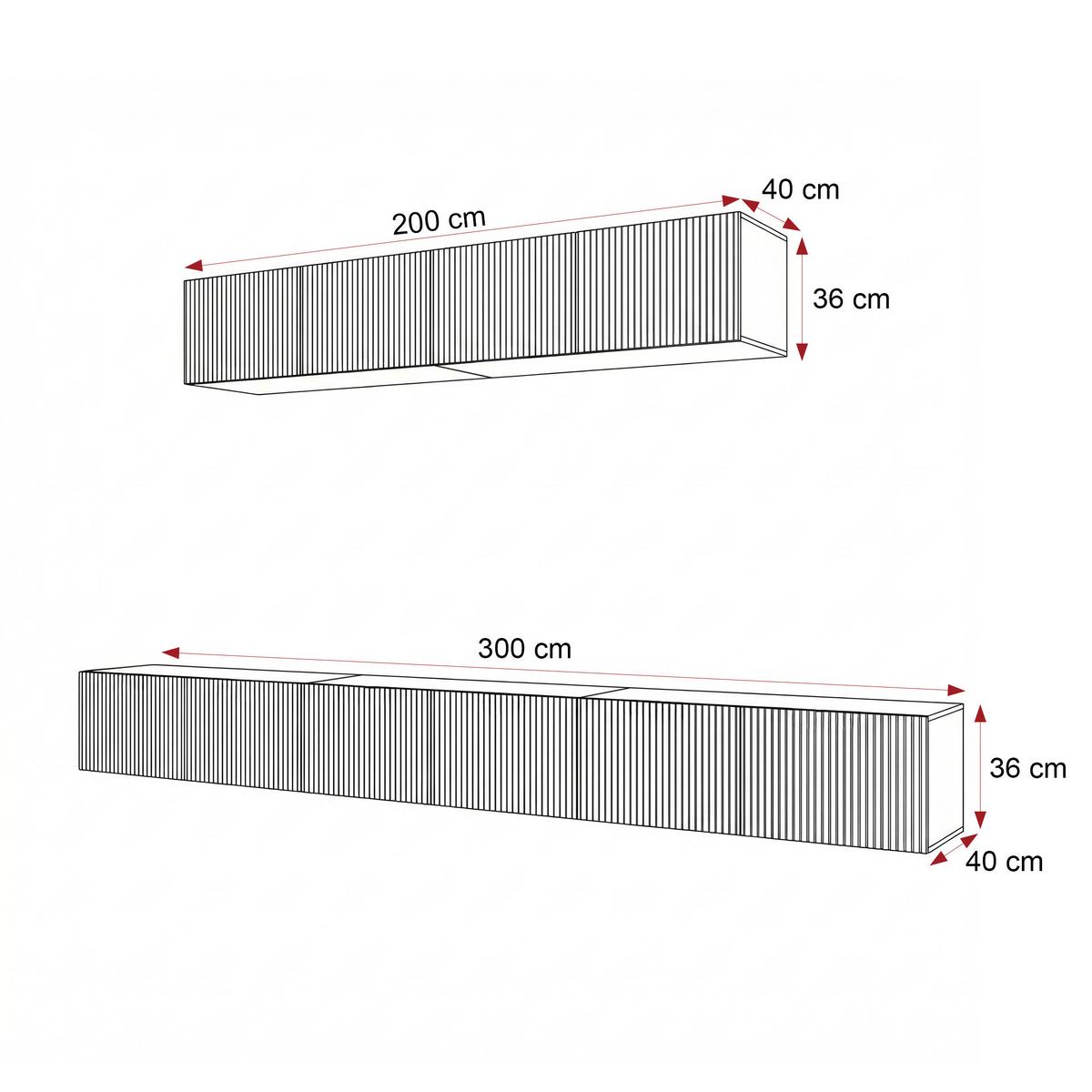 WOHNWAND ANGEL IV Kaschmir hängend mit LED-Beleuchtung 300 cm - Kaschmir, Holzwerkstoff (300/36/40cm) - Idohome