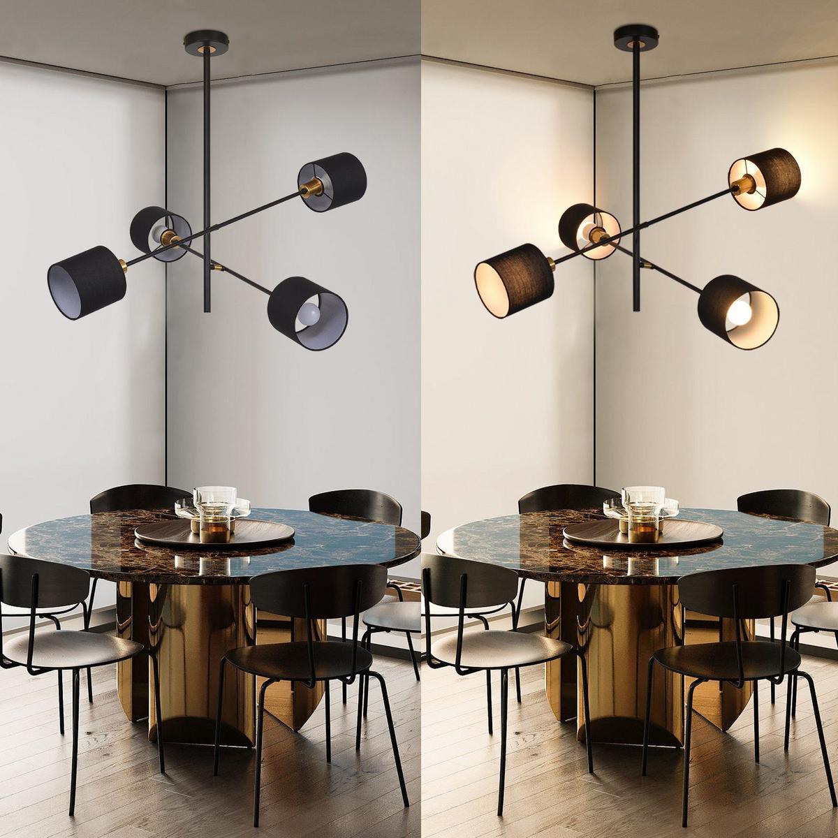 PENDELLEUCHTE Reiner 4-flammig 68/68/85 cm - Schwarz, Metall (68/68/85cm) - Nettlife