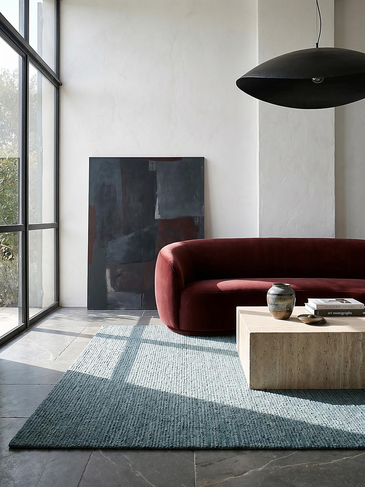 WOLLTEPPICH ALNE, einfarbig, Türkis, 80 x 230 cm - Blau, Textil (230/80cm) - KADIMA DESIGN