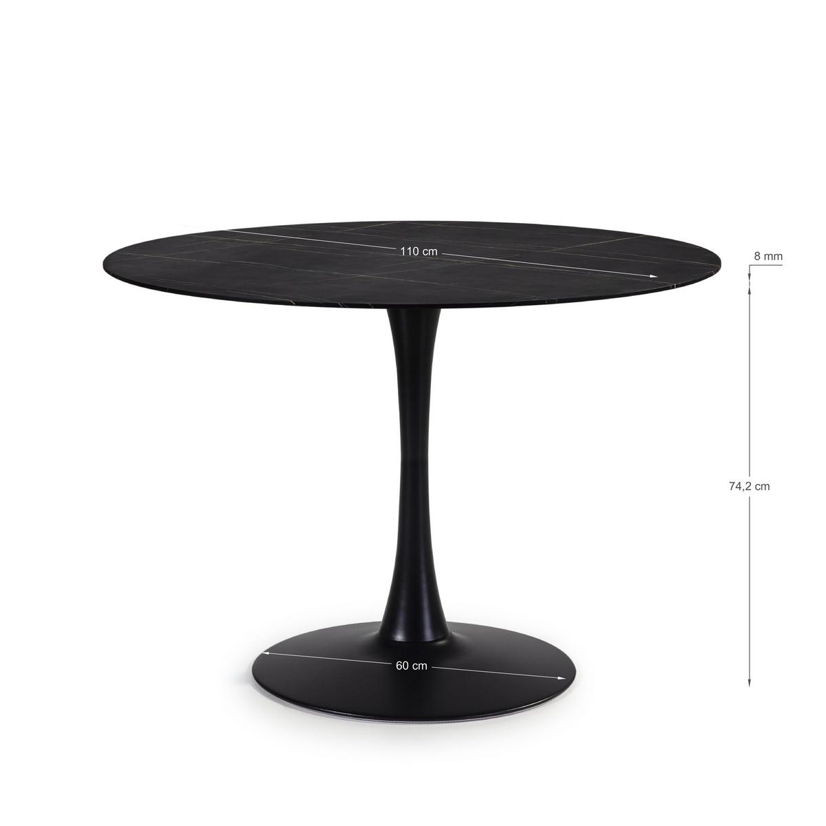 ESSTISCH Ada Schwarz 110/110/75 cm - Schwarz, Glas (110/110/75cm) - Calicosy