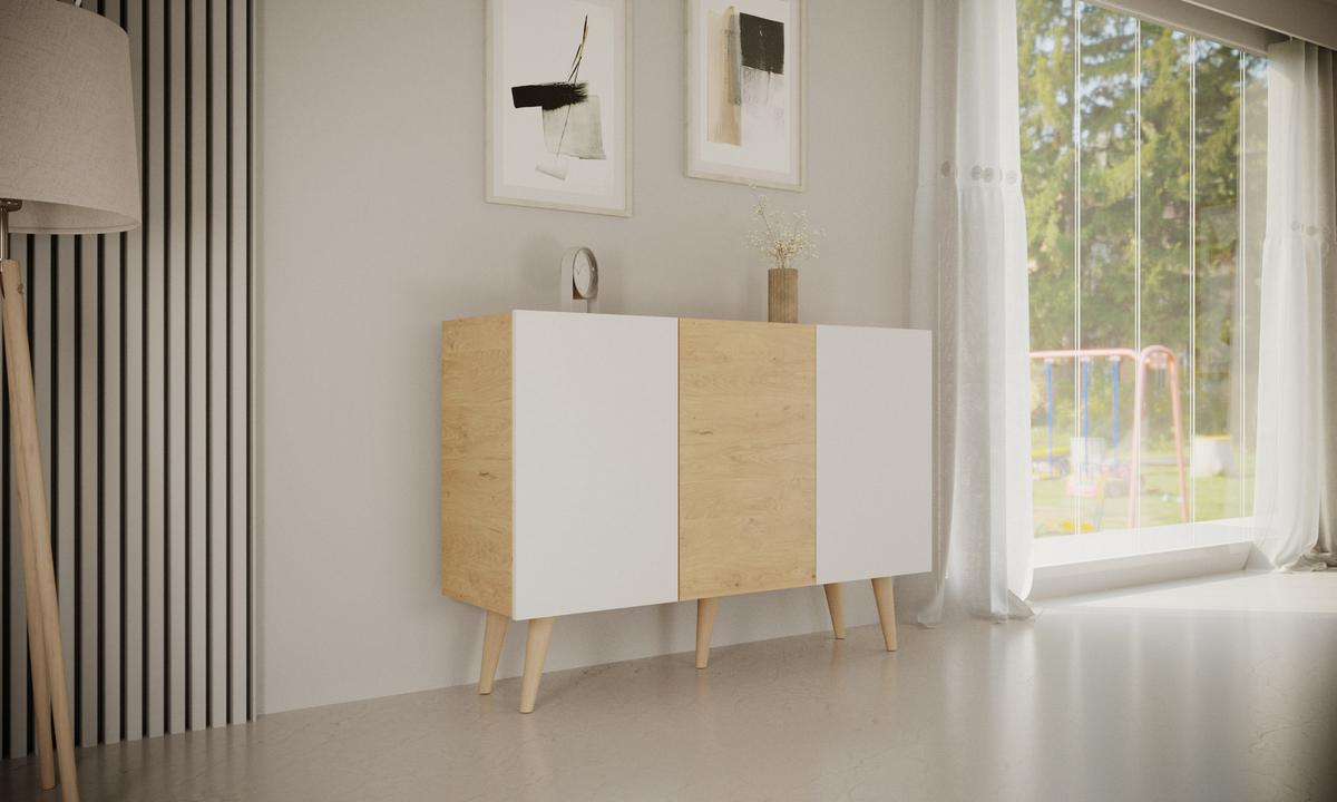 KOMMODE Toronto Weiß, Eiche 39,9/95,5/120 - Weiß, Holzwerkstoff (40/96/120cm) - RAUMHIRSCH FURNITURE