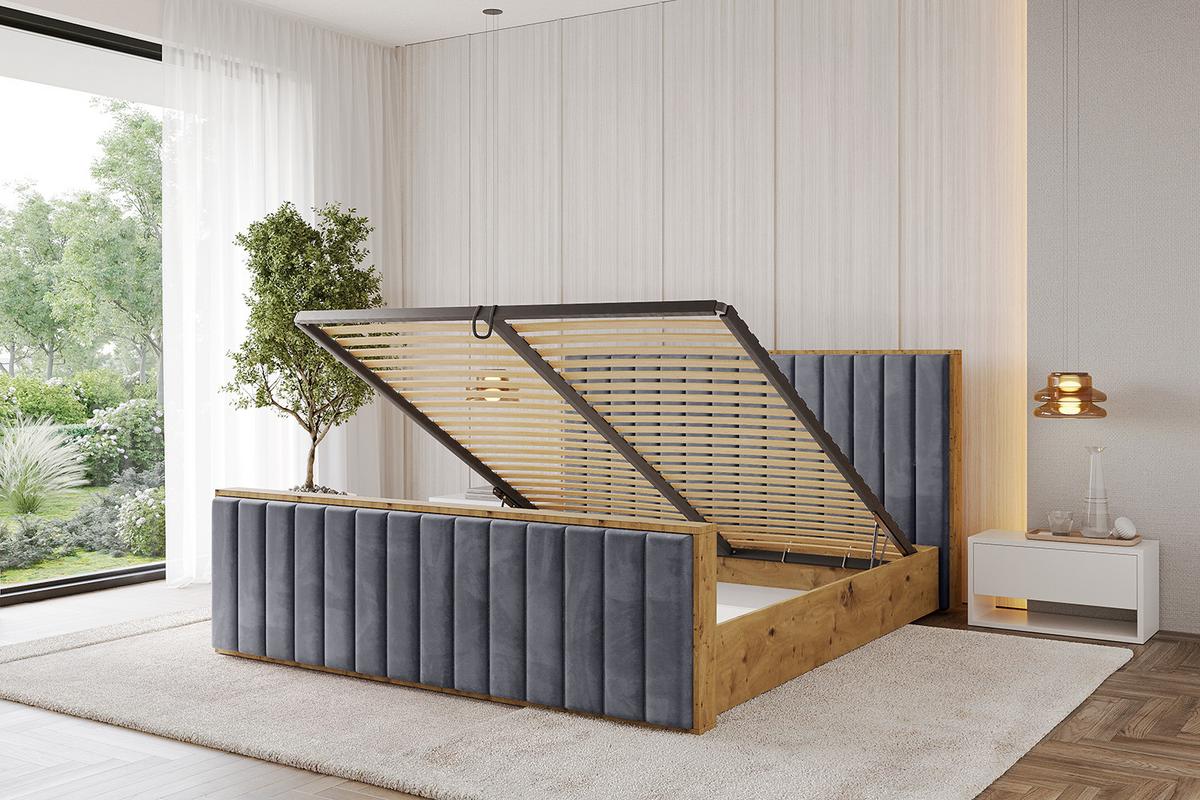 POLSTERBETT mit Bettkasten, Fußteil und Lattenrost, Boxbett mit Matratze H3/H4 - ENZO4-Z 180x200 Dunkelgrau - Dunkelgrau, Holzwerkstoff/Textil (180/200cm) - ALTDECOR