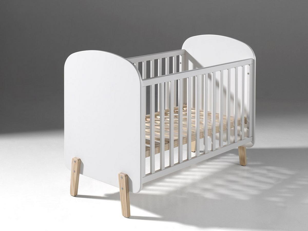 BABYBETT Karilynn 129x94x68 aus MDF+Massivholz in Weiß - Weiß, Holzwerkstoff (60/120cm) - 58aufmkessel