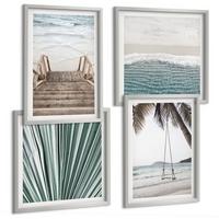 BILDER SET 4er Set - 50x50 cm & 40x60 cm Silberner Rahmen - Tropenurlaub - Silberfarben, Kunststoff (50/50cm) - TULUP