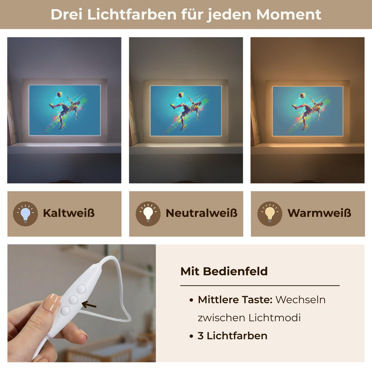NACHTTISCHLAMPE Fußballer - Farbspritzer - Farbenfroh - Ball 20x15 cm - Blau, Holzwerkstoff (8/20/15cm) - OnlyWow