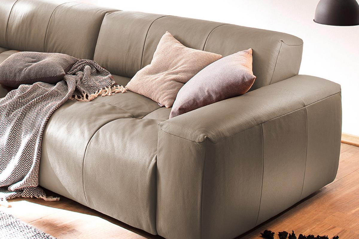 LEDERSOFA MIT SITZTIEFENVERSTELLUNG PALACE Taupe Leder Relaxfunktion - Taupe, Leder (298/74/120cm) - KAWOLA