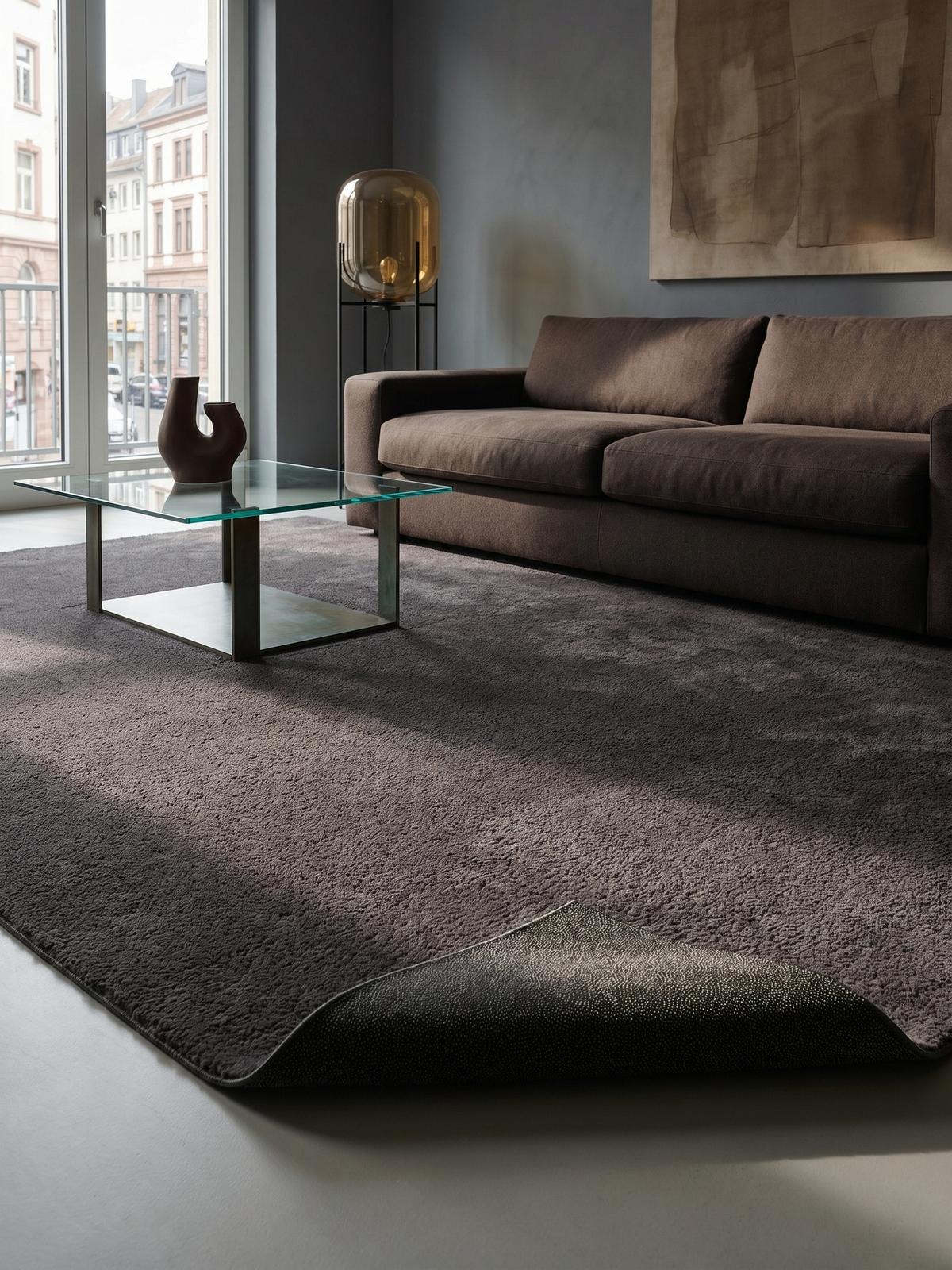 KURZFLORTEPPICH Antirutsch Uni RUTOR Polyester Anthrazit 160 x 220 cm - Anthrazit, Textil (160/220cm) - KADIMA DESIGN