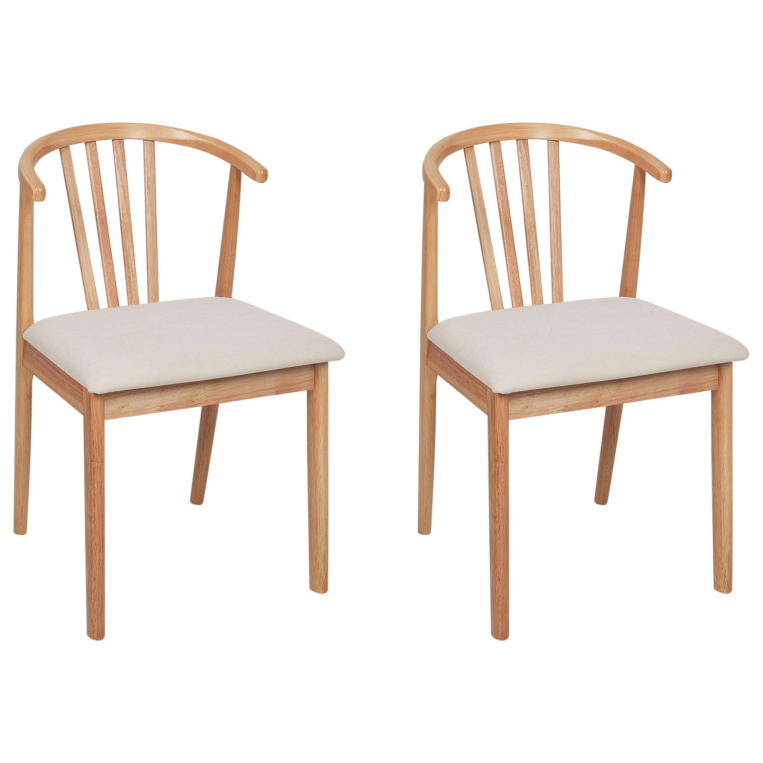 ESSZIMMERSTUHL 2er-Set Heller Holzfarbton Craig - Hellbraun/Beige, Holz (50/80/57cm) - Beliani