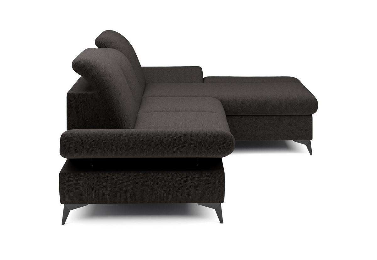 ECKSOFA FELICE R-S Grau Geflochtener Stoff mit Schlaffunktion - Grau, Holz (284/166cm) - MASSENO