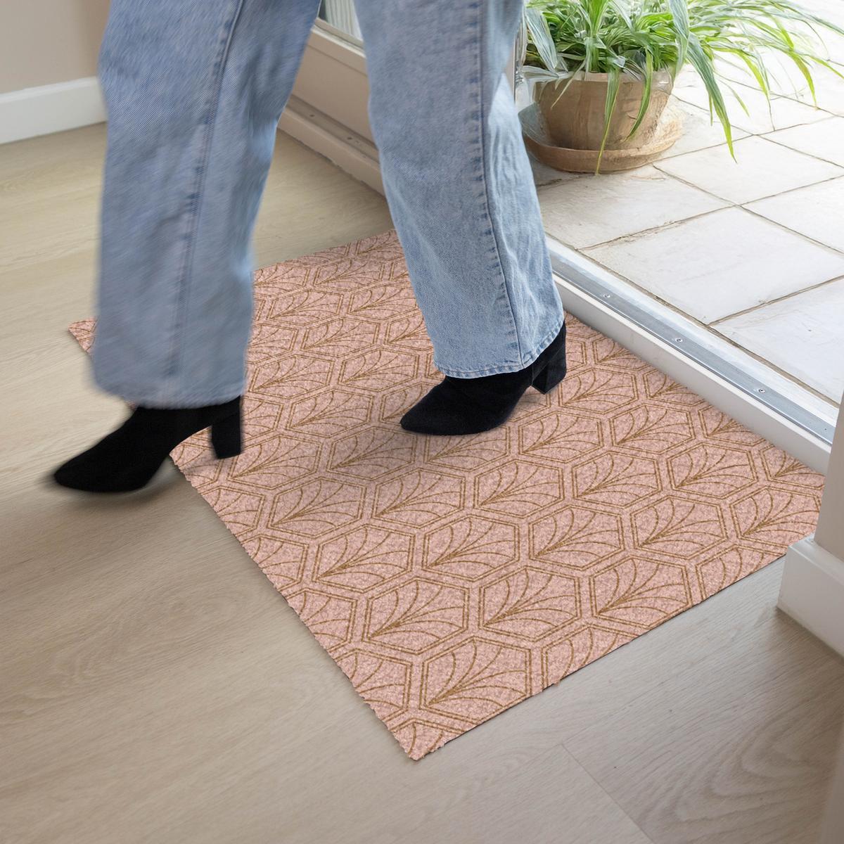 FUSSMATTE Lachsrosa - Muster - Geometrisch Schmutzfangmatte 90x60 cm - Altrosa, Kunststoff (90/0.4cm) - MuchoWow