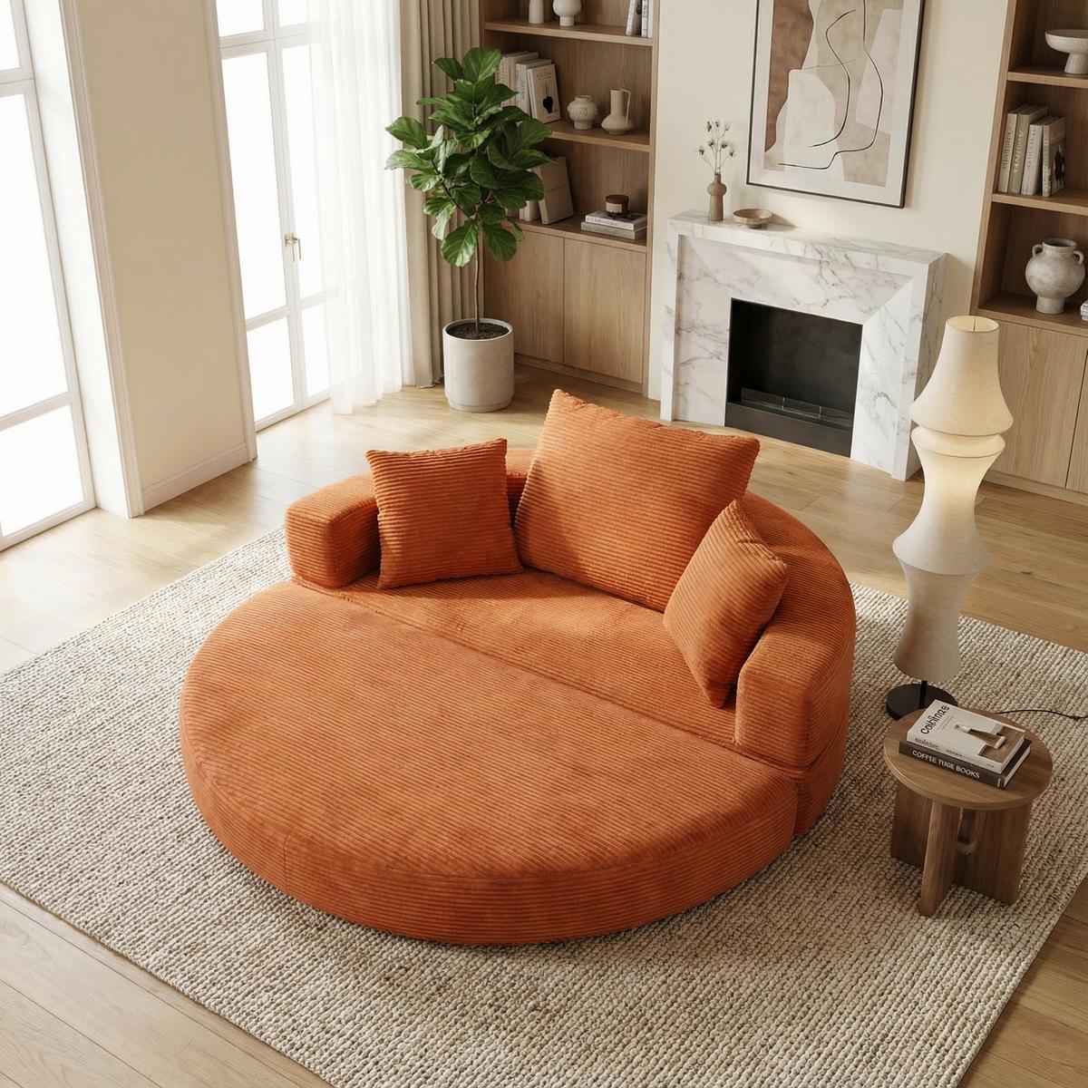 SOFABETT Klappbares Gästebett & Modulares Sofa aus weichem Cord-Stoff - Dunkelorange, Textil (173/40/176cm) - Urban Meuble