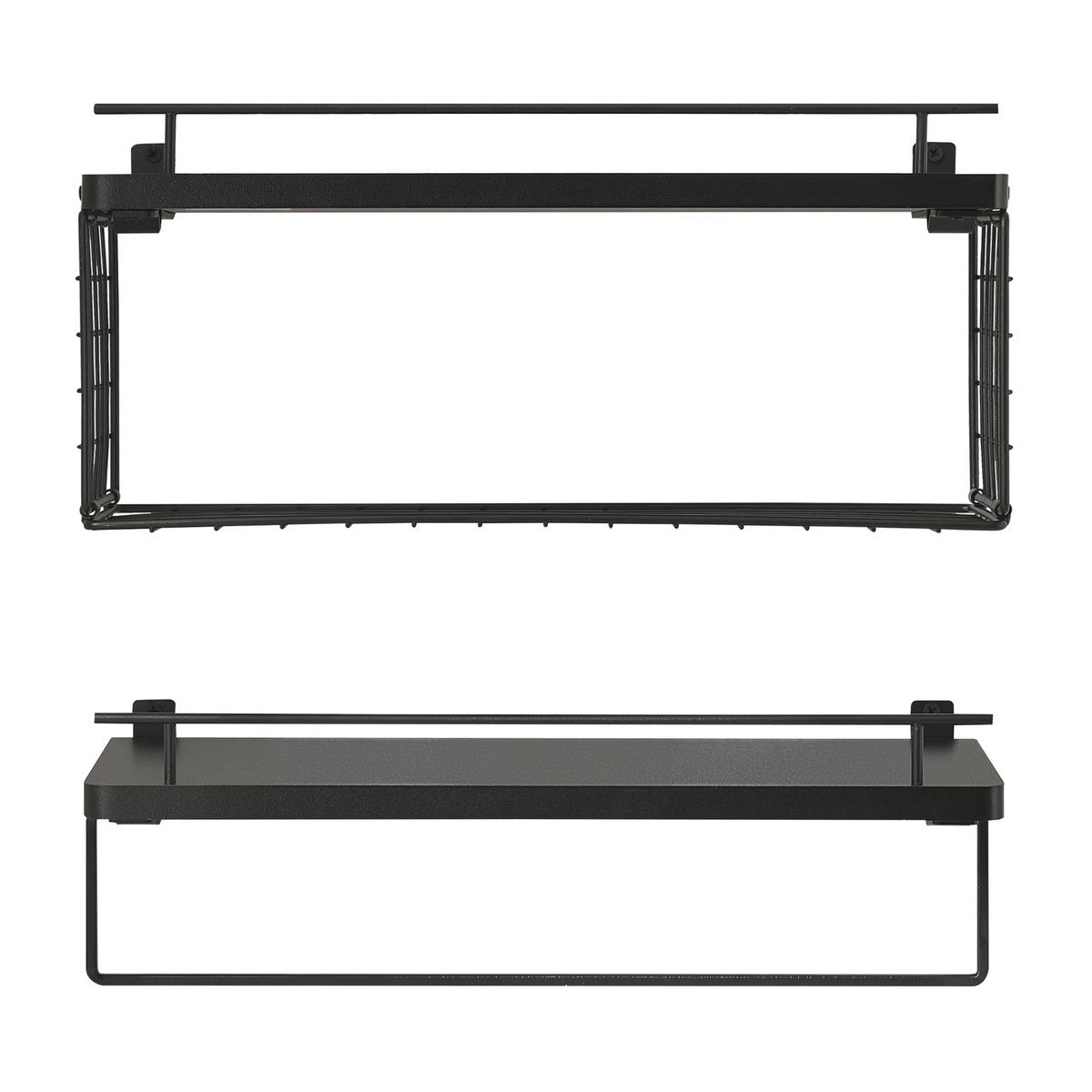 BADEZIMMERREGAL-SET 2 TLG. Vik - Schwarz, Holzwerkstoff/Metall (40/18/15cm) - [en.casa]