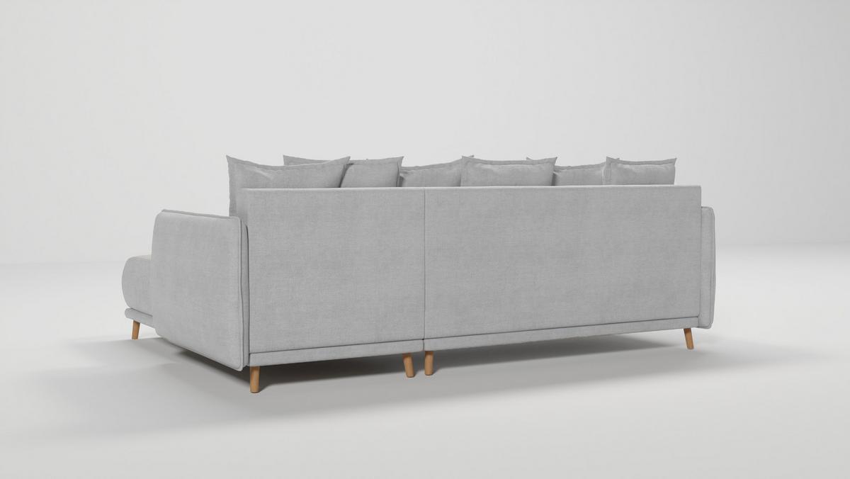 ECKSOFA Chroma Silber Luxusmicrofaser - Silberfarben/Braun, Holz/Textil (238/170cm) - S-Style