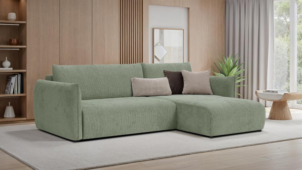 ECKSOFA TAUER 3-Sitzer links, mint - Schwarz/Grün, Holz/Textil (248/173cm) - Wozimo