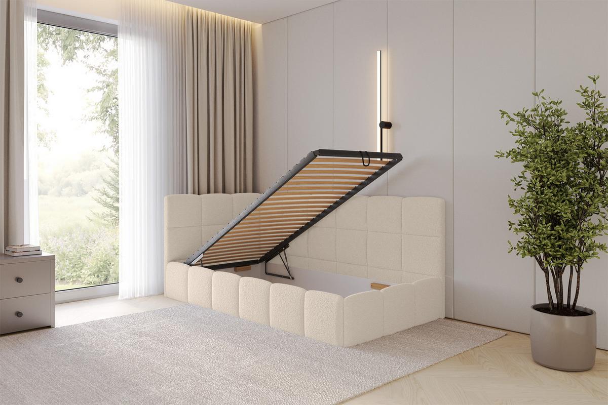 EINZELBETT Jugendbett mit Bettkasten Rechts, mit Matratze - LIVY 90x200 Dunkelbeige - Mokka, Holzwerkstoff/Textil (90/200cm) - ALTDECOR