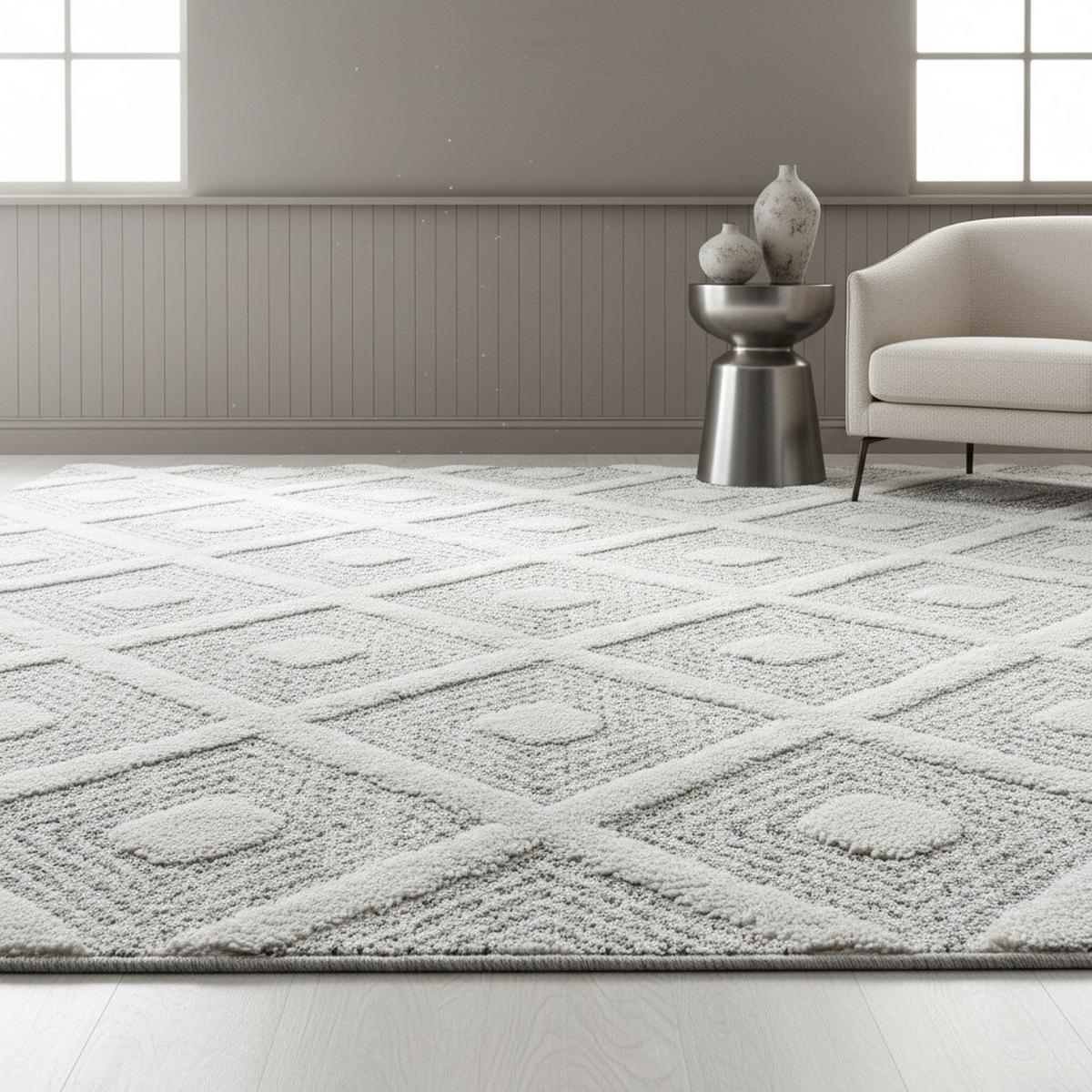 TEPPICH Hochflor EISACK in Grau, geometrisch, aus Polypropylen, 60 x 110 cm - Grau, Textil (110/60cm) - KADIMA DESIGN