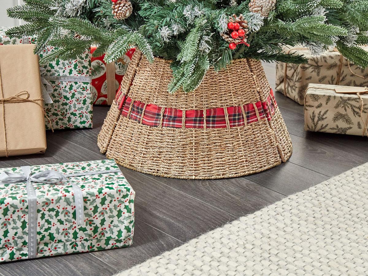 WEIHNACHTSBAUMKRAGEN 27 cm Beige Marche - Beige, Naturmaterialien (27cm) - Beliani