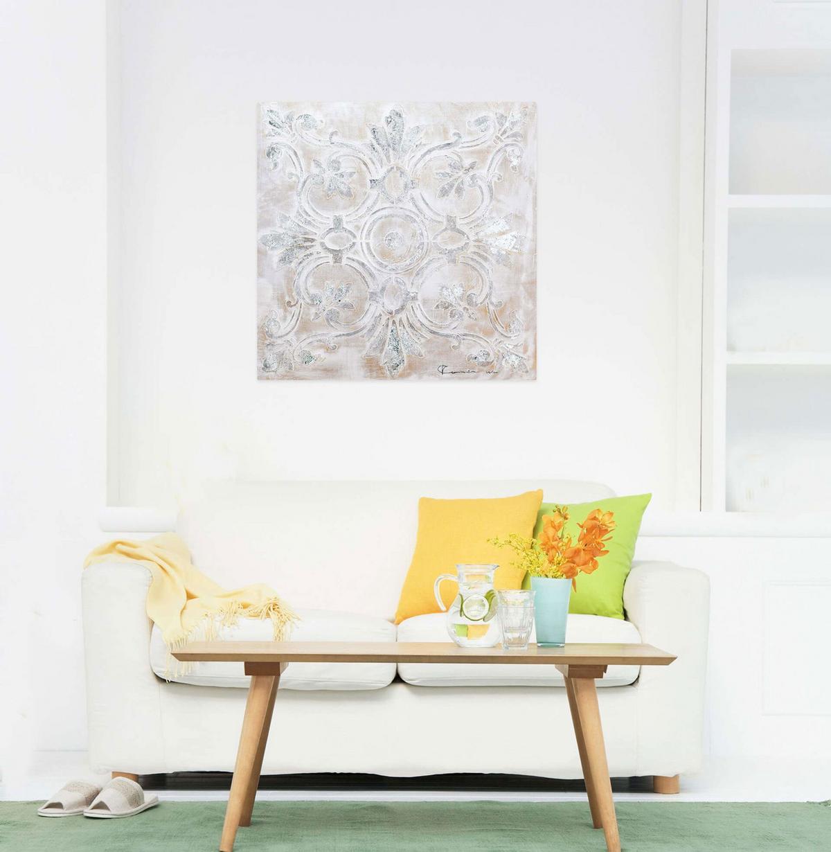 ACRYLBILD HANDGEMALT 80/80 cm - Grau, Holz/Textil (80/80cm) - KUNSTLOFT