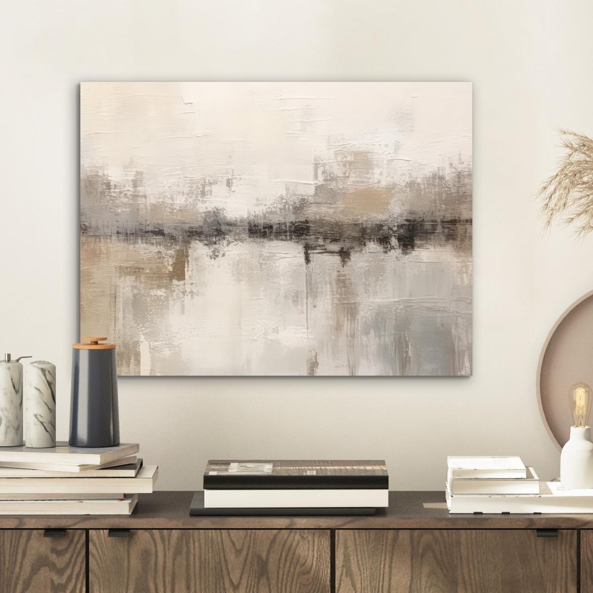 METALLBILD Moderne Kunst - Abstrakt - Beige 40x30 cm - Beige, Metall (40/30cm) - MuchoWow