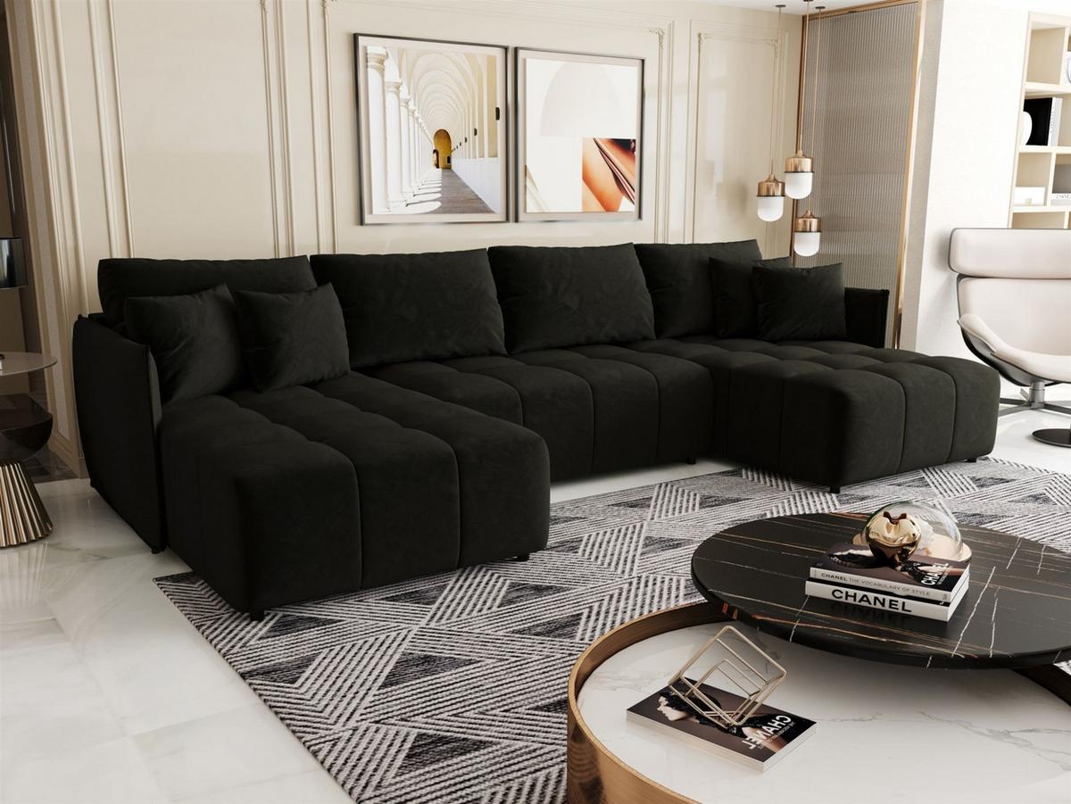 WOHNLANDSCHAFT Treviso - Dunkelgrau, Holzwerkstoff/Textil (342/88/185cm) - Fun Möbel