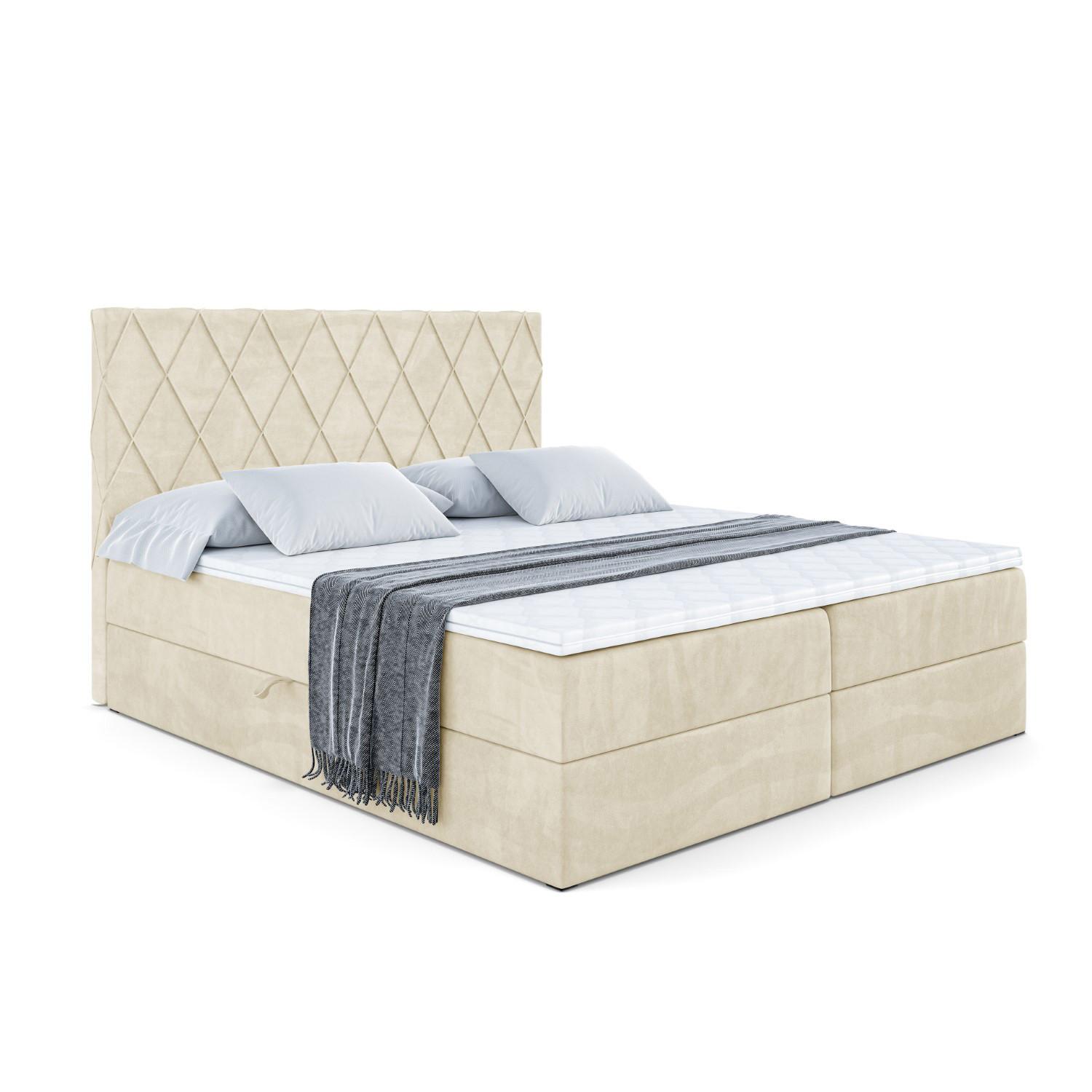 BOXBETT mit H4-Matratze und Lattenrost - LEPARO - 140x200 Beige - Beige, Holzwerkstoff (140/200cm) - ALTDECOR