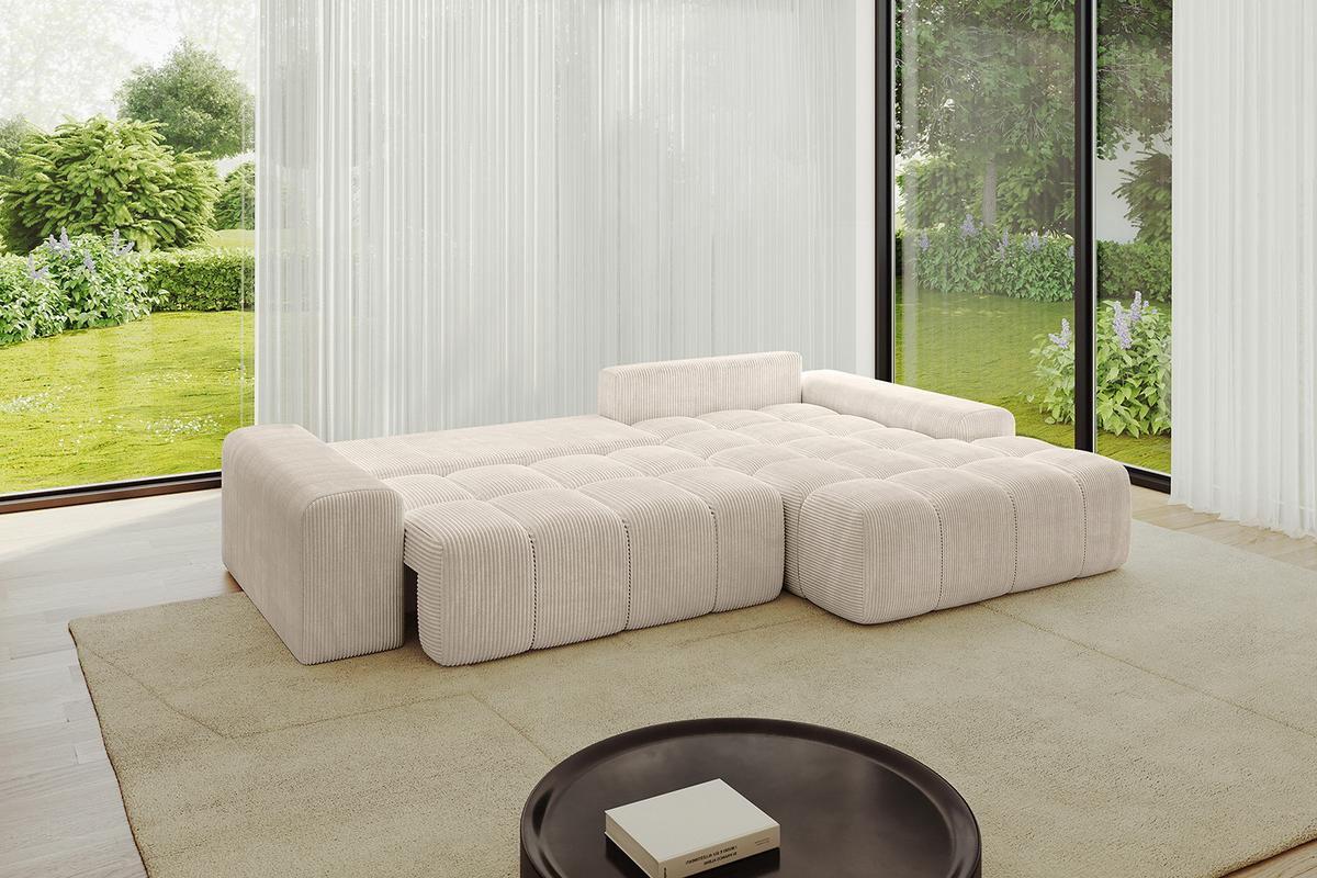 ECKSOFA Ottomane Rechts ENSI-L - 267x164x69 cm Beige - Beige, Holzwerkstoff/Kunststoff (164/267cm) - ALTDECOR