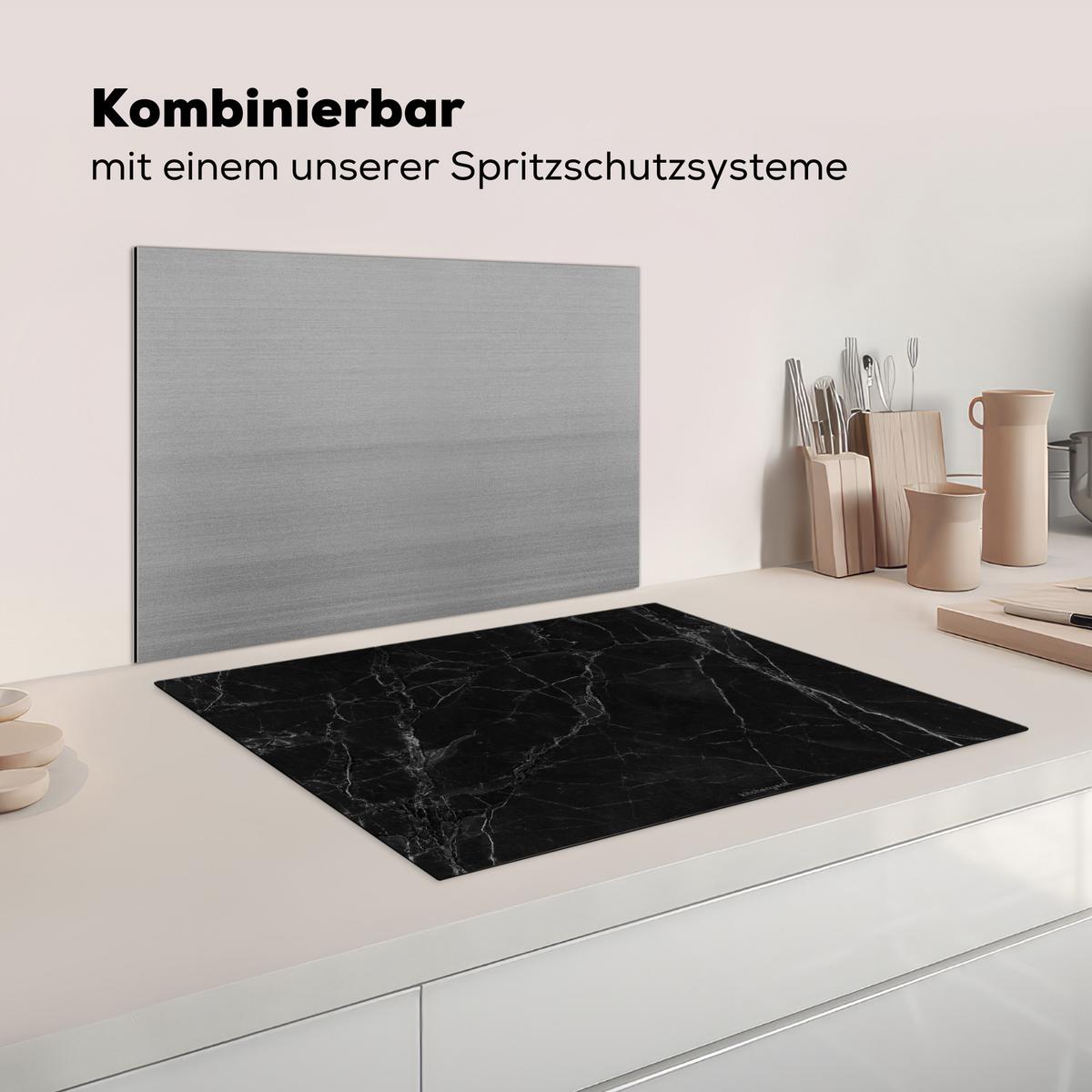 HERDABDECKPLATTE Schwarz - Marmor Induktionsmatte 71x52 cm - Schwarz, Kunststoff (71/52/0.2cm) - MuchoWow