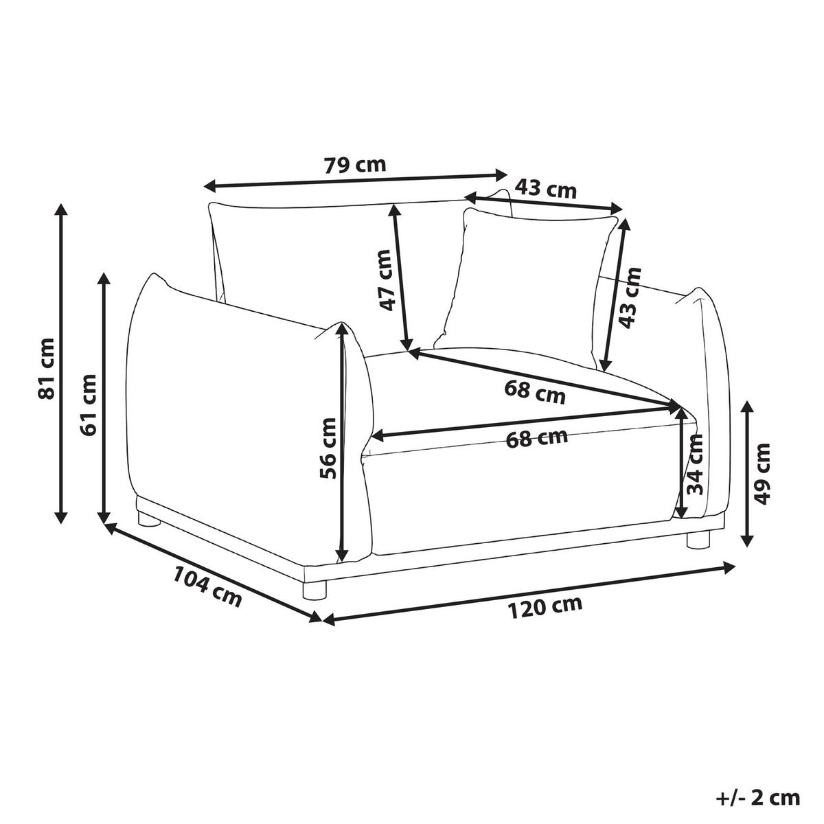 SESSEL Bouclé Cremeweiß Jubek - Weiß, Textil (120/81/104cm) - Beliani