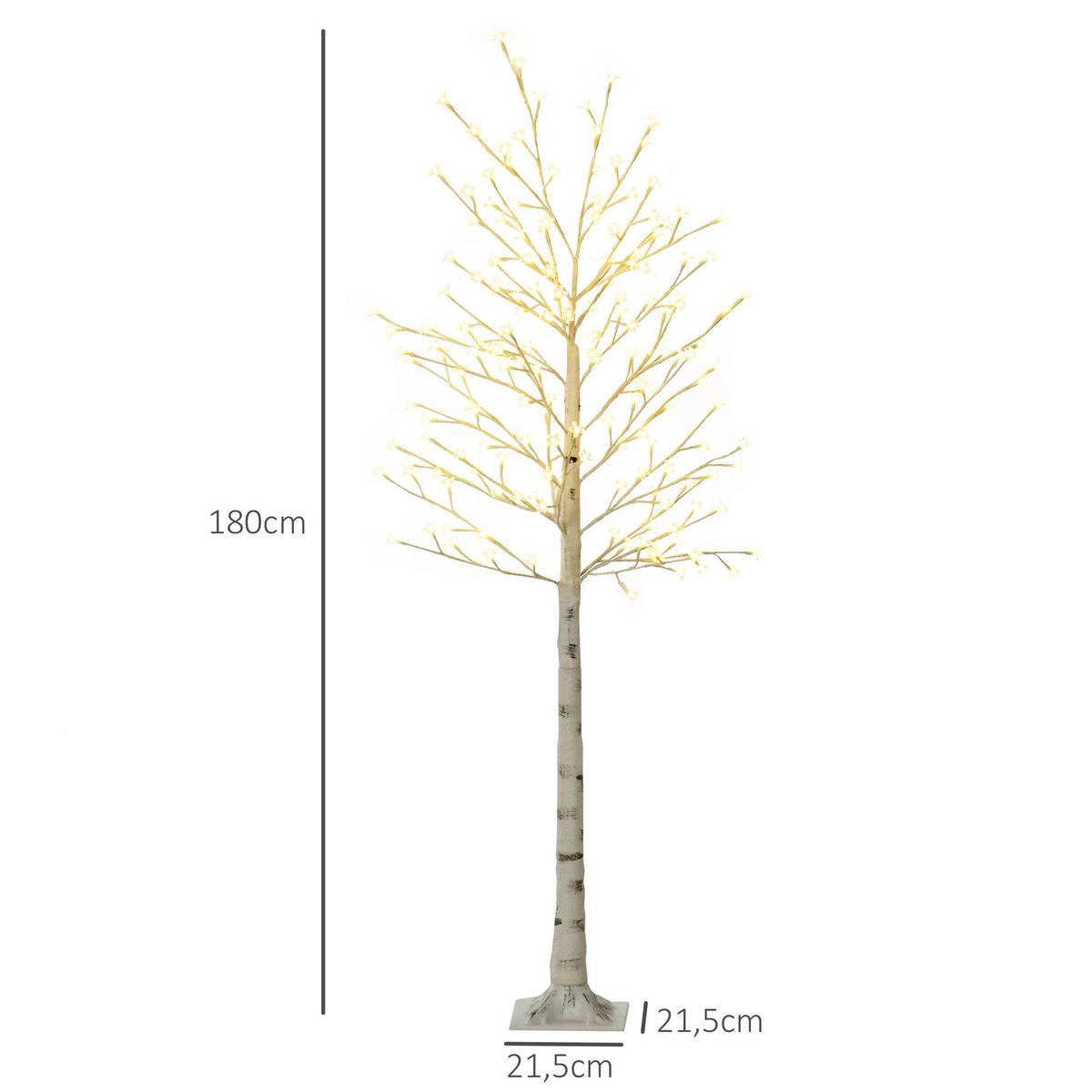 LED Baum, 180 cm Lichterbaum, Kirschbaum mit 180 LEDs, 3 Helligkeitsstufen - Weiß, Kunststoff (180cm) - HOMCOM