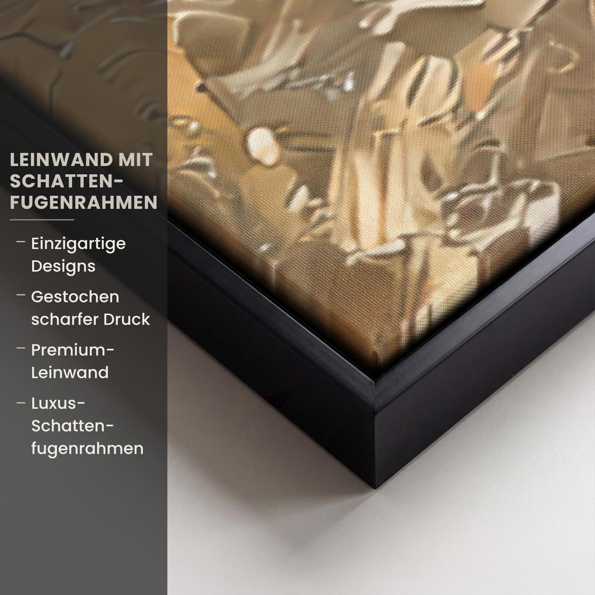 LEINWAND Bilder mit Rahmen - Katze - Weihnachten - Winter - Tier - 120x80 - Bernsteinfarben, Textil (120/80cm) - MuchoWow