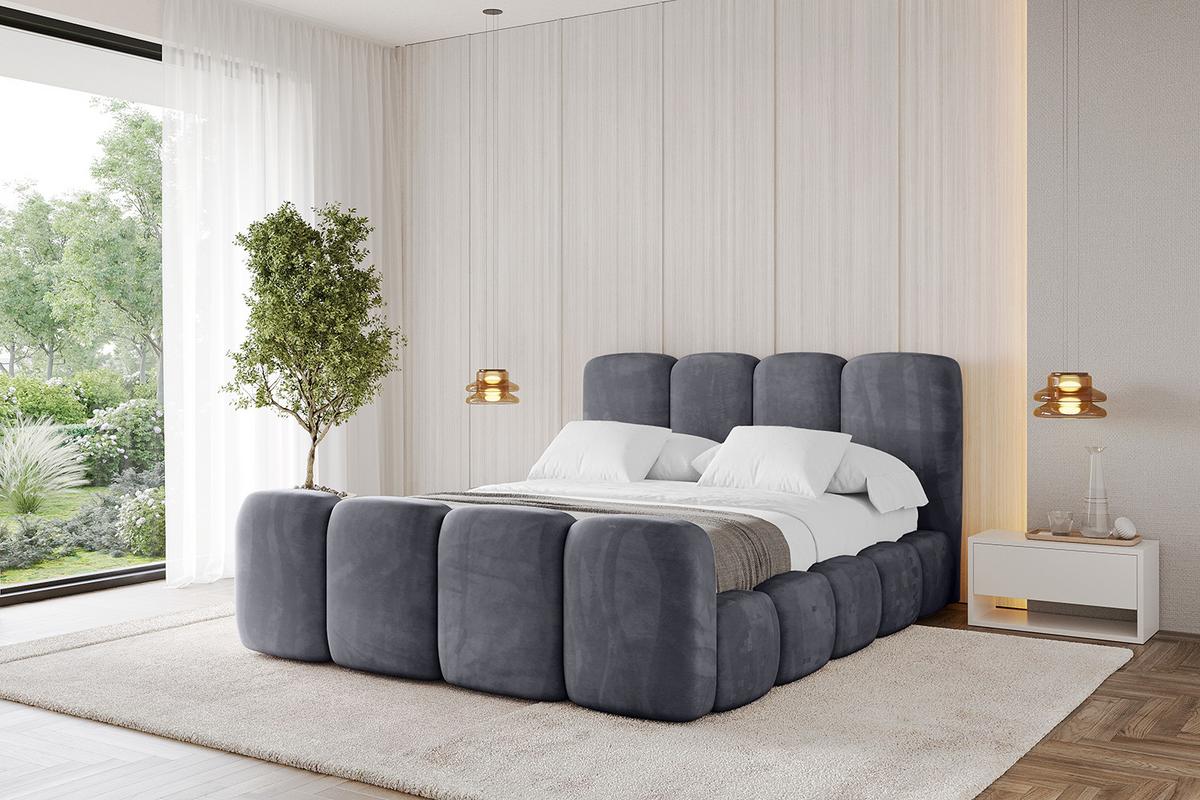 POLSTERBETT mit Bettkasten, Fußteil und Lattenrost, Boxbett ohne Matratze - KALA-Z 140x200 Dunkelgrau - Dunkelgrau, Holzwerkstoff/Textil (140/200cm) - ALTDECOR