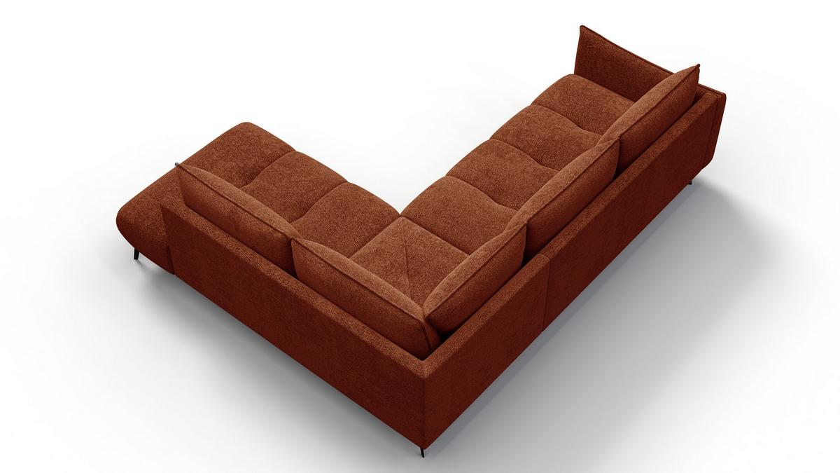 ECKSOFA AERA 5-Sitzer rechts, orange - Schwarz/Orange, Holz/Textil (268/206cm) - Wozimo