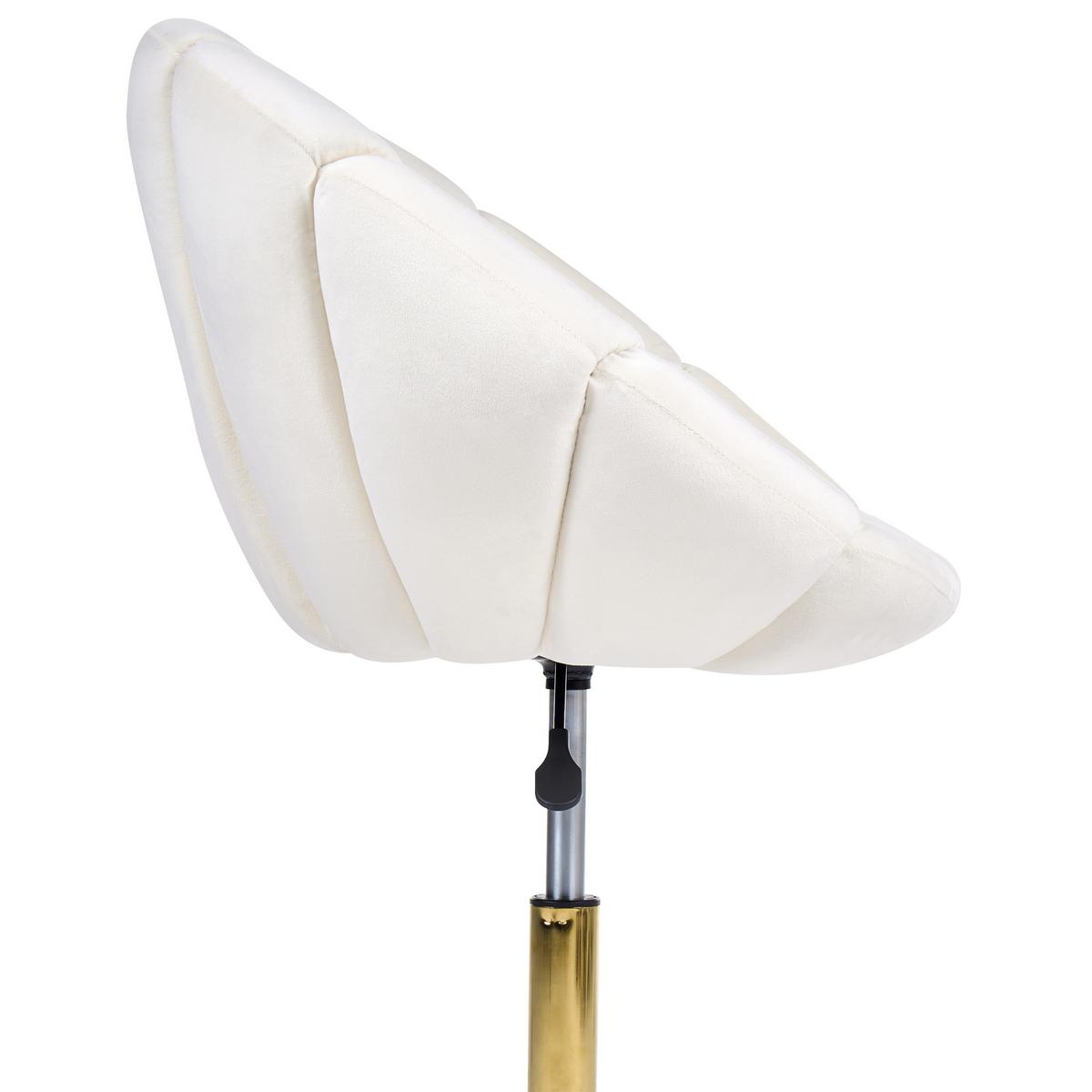 SCHREIBTISCHSTUHL Samtstoff Cremeweiß Annabelle - Creme, Textil (66/81/39cm) - Beliani