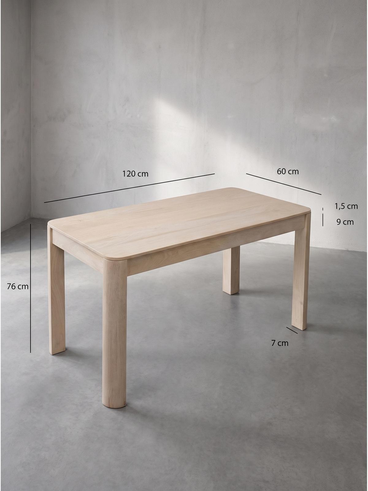 ESSTISCH CHARENTE, Mango Massivholz, handgefertigt, Weiß-Mango, 120 x 60 x 76 cm - Beige/Weiß, Holz (60/120/76cm) - KADIMA DESIGN