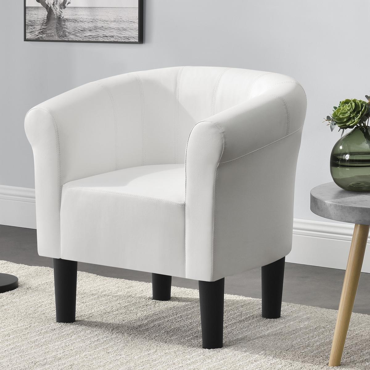 SESSEL Jelgava Kunstleder Weiß - Weiß, Textil (70/70/58cm) - [en.casa]