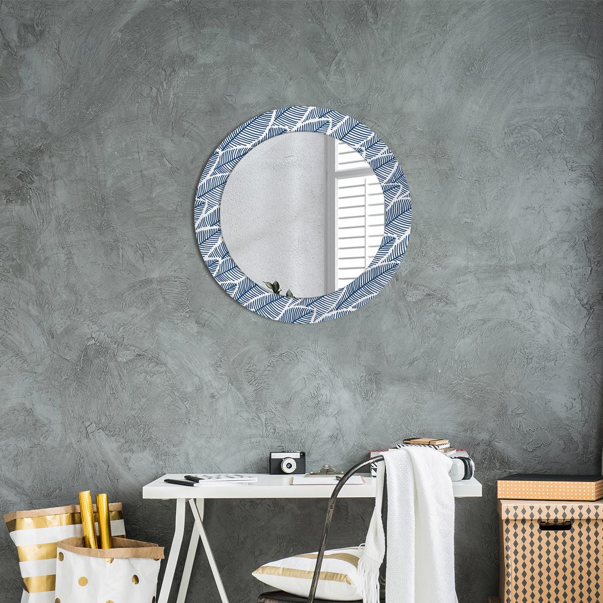 SPIEGEL Rund Ø 60 cm mit Aufdruck - Blau, Glas (60/60/0.4cm) - Wallfluent