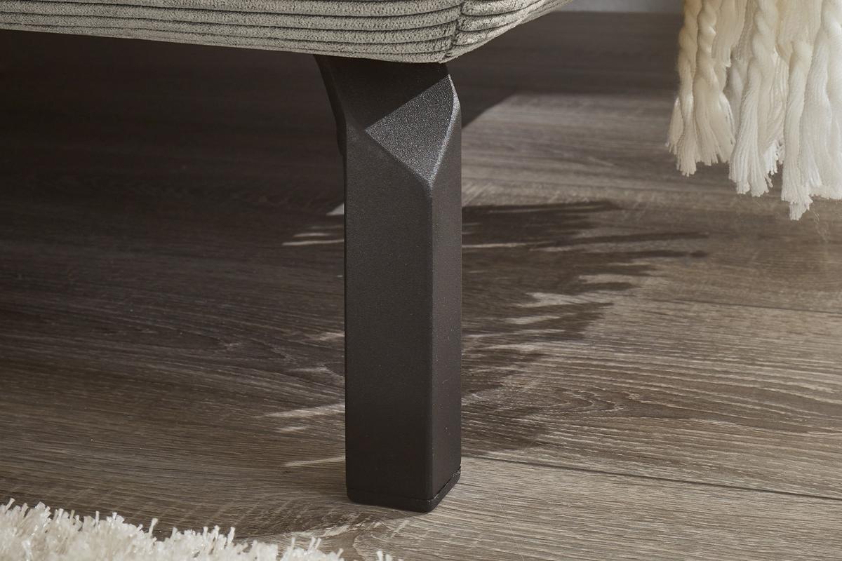 ECKSOFA MIT MOTORISCHEM SITZVORZUG DELIA Grau Cord Relaxfunktion - Schwarz/Grau, Textil/Metall (276/219cm) - KAWOLA