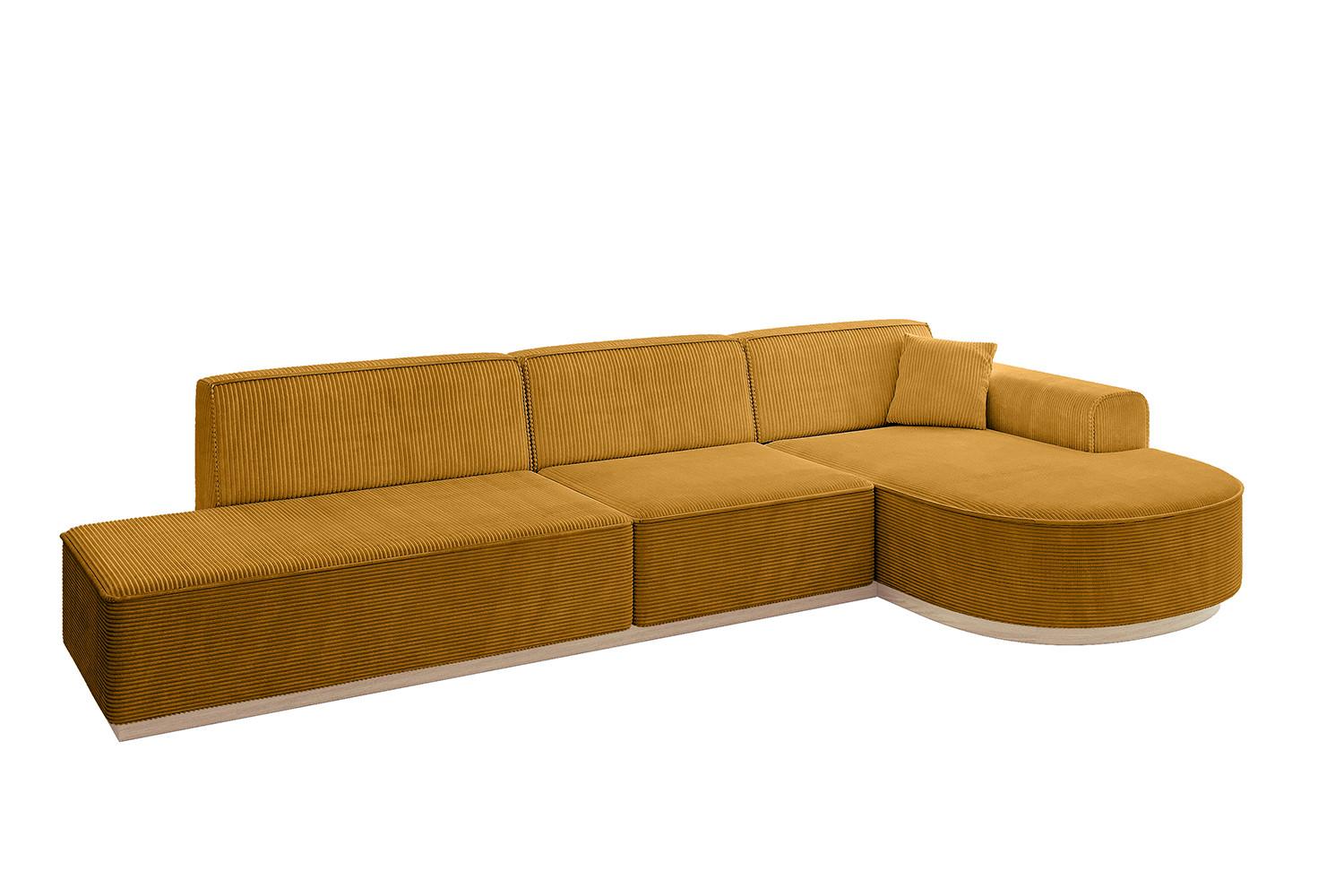 ECKSOFA Ottomane Rechts ARRIO-L2 - 328x171x83 cm Senfgelb - Currygelb/Gelb, Holzwerkstoff/Textil (328/171cm) - ALTDECOR