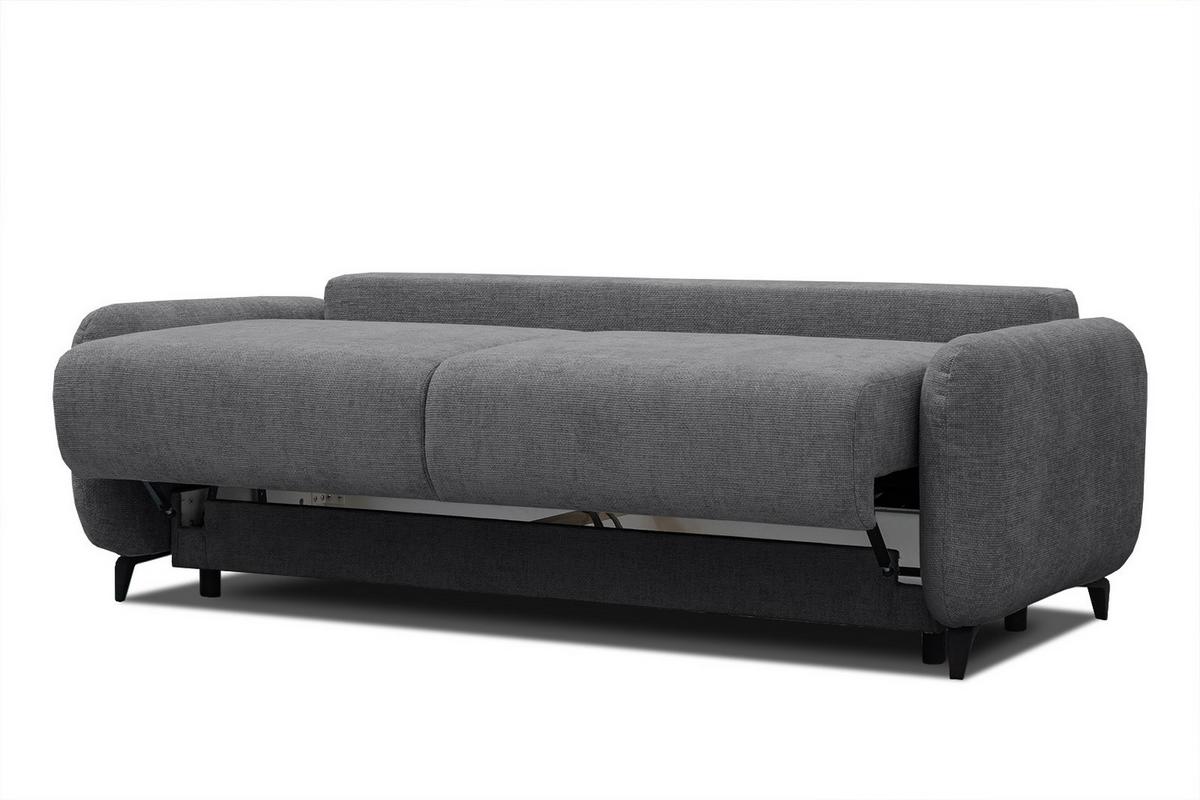SOFA DRAKE 3-Sitzer mit Schlaffunktion, dunkelgrau - Dunkelgrau/Braun, Holz/Textil (232/90/107cm) - Wozimo